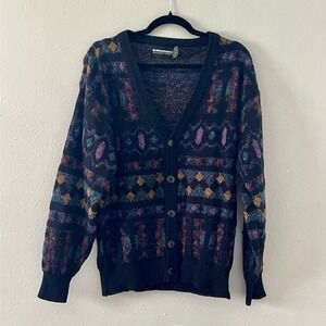 Vintage 90s Grandpa Cardigan Expressions International Sweater Large Kurt Cobain